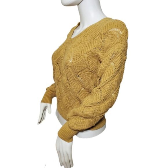 Moon & Madison Mustard Yellow Sweater Balloon Sleeve - Picture 8 of 12